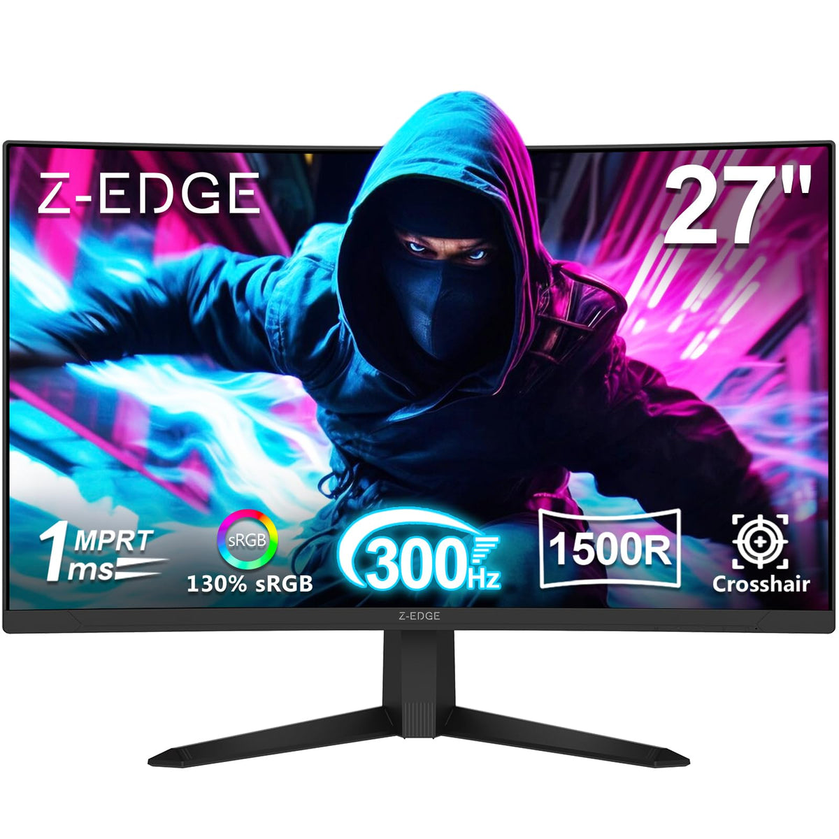 Z-Edge 27 inch Curved Gaming Monitor, 1080P, 300Hz/240Hz Computer Screen
