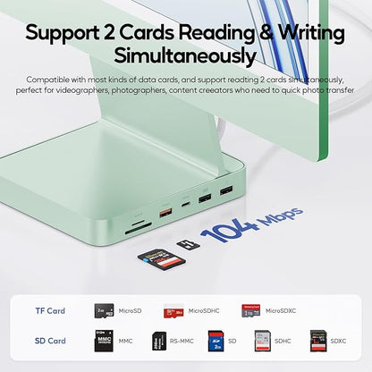 Upgraded 11 in 1 USB C Hub for iMac 24 inch USB Hub 2021 2023 2024 Support M.2 SSD (NOT Included), iMac Hub M1 M3 M4 Accessories, 4K HDMI, 2.5G Ethernet, 5 USB A/C Max 10Gbps, SD/TF - Green