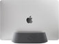 HumanCentric Vertical Laptop Stand in Vegan Black Leather, Upright Adjustable Holder and Dock, Laptop Vertical Stand Fits MacBook Pro and Other Laptops .5" to 1.5", Clamshell Compatible