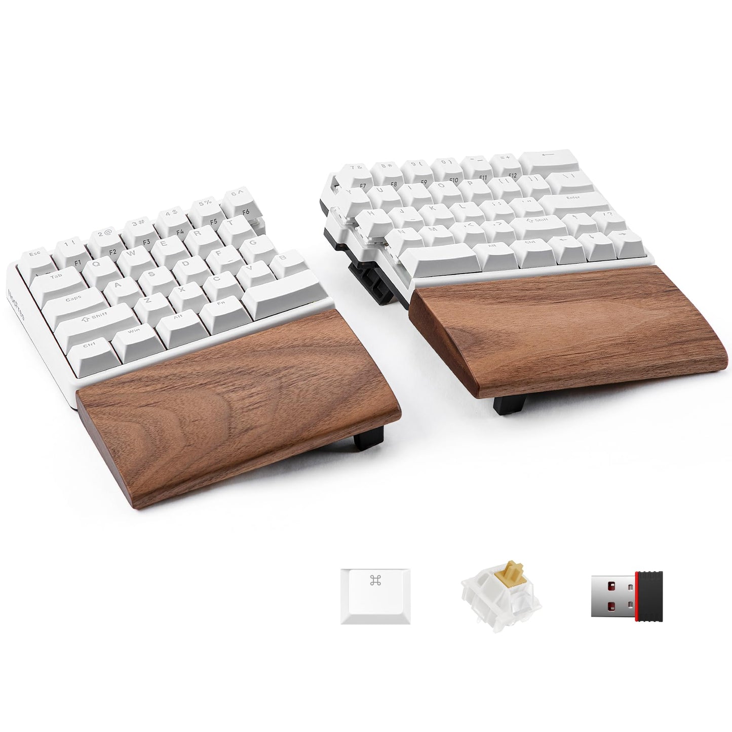 NocFree Wireless Ergonomic Split Mechanical Keyboard with Wrist Rest- Tactile, RGB, Foam, Hot-Swappable, Compact 60% Layout, Palm Rest, Programmable for Mac & Windows, PBT Keycaps