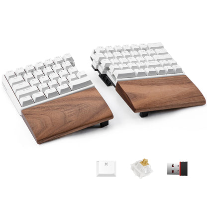 NocFree Wireless Ergonomic Split Mechanical Keyboard with Wrist Rest- Tactile, RGB, Foam, Hot-Swappable, Compact 60% Layout, Palm Rest, Programmable for Mac & Windows, PBT Keycaps