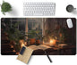 Cute Book Lover Desk Mat Dark Academia Mouse pad XXL Large Extended Mousepad Gaming Desk Pad with Stitched Edges, Cozy Lofi Deskmat Laptop Computer Keyboard and Mouse Mat Decor Pad, 31.5x15.7 in