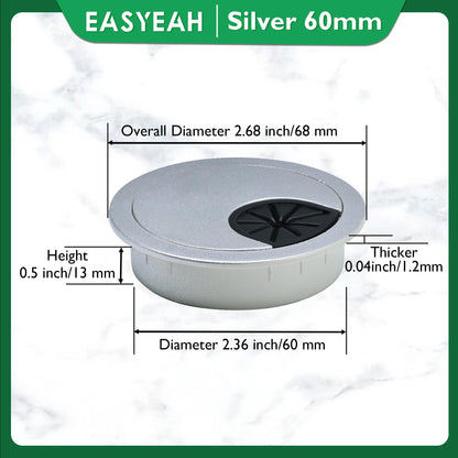 EASYEAH 10 Pcs Desk Grommet 2-3/8" / 60 mm, Desk Cord Hole Cover, Cable Grommet ABS Plastic, Desk Hole Grommet for Home & Office Pc, Detachable Cable Cord Organizer-Silver Sand