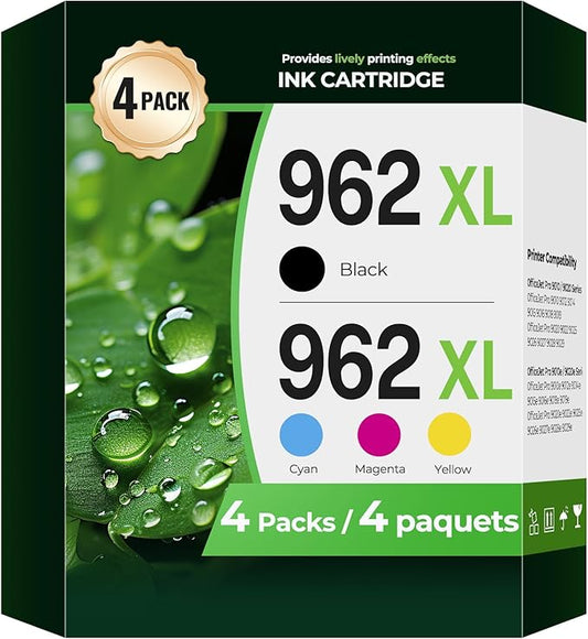 962XL Ink Cartridges Combo Pack OfficeJet Pro 9010 9015e 9020 9018 Compatible with HP 962 XL Ink Cartridges HP962XL/962 HP962XL HP962 Printer Ink for OfficeJet Pro 9015 9010e 9020 9018e 9025e 9012