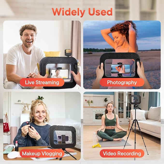 Smartphone Video Rig with Light + Tripod, Handheld LED Ring Light Selfie Light Mobile Video Stabilizer for Cameras, Smartphones, Sports Cameras, YouTube, TikTok, Makeup, Instagram, Vlogging