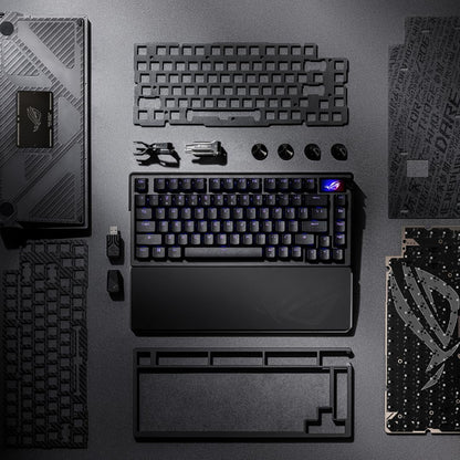 ASUS ROG Azoth Extreme Wireless Mechanical Gaming Keyboard – 75% TKL, ROG NX Snow Linear Switches, PBT Keycaps, Aluminum Chassis, Carbon Fiber, Gasket Mount, Color OLED Screen, PC/Mac Support - Black