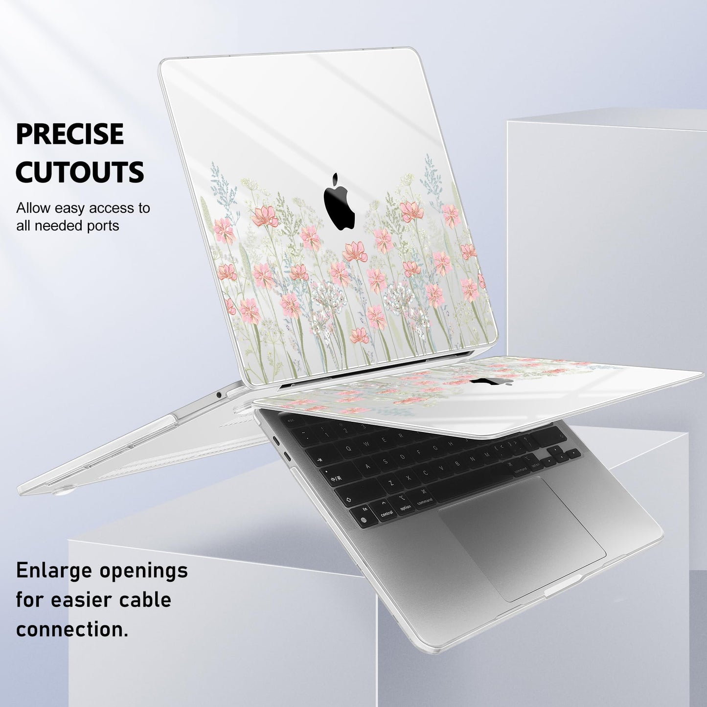 Lepeoac Case for MacBook Pro 13 inch Case M2 2022-2016 A2338 M1 A2251 A2289 A2159 A1989 A1708 A1706, Plastic Hard Shell + Keyboard Cover + Dust Plug, Floral C322