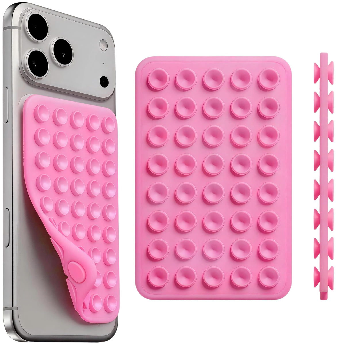 Silicone Suction Cup Phone Mount by Octo Buddy - Double Sided Phone Sticky Grip with Enhanced Suction Power for Hands-Free Selfies & Videos，iPhone Accessories Hands-Free Strong Grip（Black）
