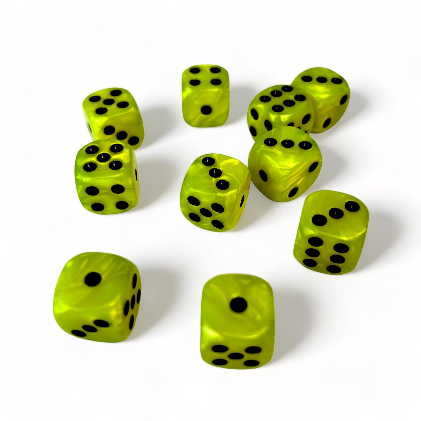 Luck Lab 10 Piece D6 Dice Pack - Acrylic Dice for RPG MTG DND Dice Table Games and Board Games (Neon Pearl with Black Pips)