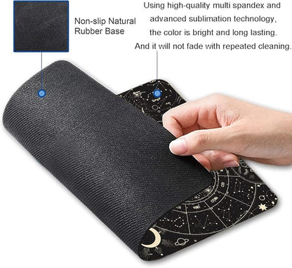 Hokafenle Mouse Pad, Square Personalized Computer Mouse Pads with Planet Design, Washable Mouse Mat, Gaming Office Home Non-Slip Rubber Base Mousepad, Moon and Sun