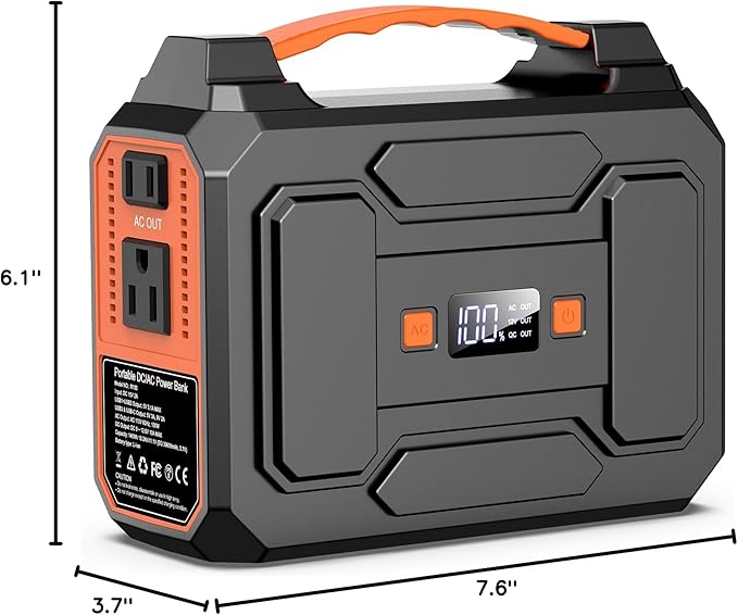 Apowking Portable Power Station Bank 146Wh 200W Peak(100W Rated), Solar Powered Power Bank with AC Outlet 110V for Camping, Solar Charger Power Bank Battery Pack 39600mAh for Home Outdoor Emergency