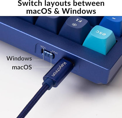 Keychron Q5 Wired Custom Mechanical Keyboard Knob Version, 96% Layout QMK/VIA Programmable Macro with Hot-swappable Gateron G Pro Red Switch Double Gasket Compatible with Mac Windows Linux (Blue)