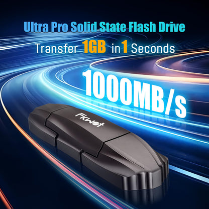 Fikwot FU388 External Solid State Drive 512GB, Up to 1000MB/s for Data Storage,Dual-Port Stick Design with USB-A & Type-C Expansion of Storage for iPhone 15/16 /Android/PC/Mac/Laptop