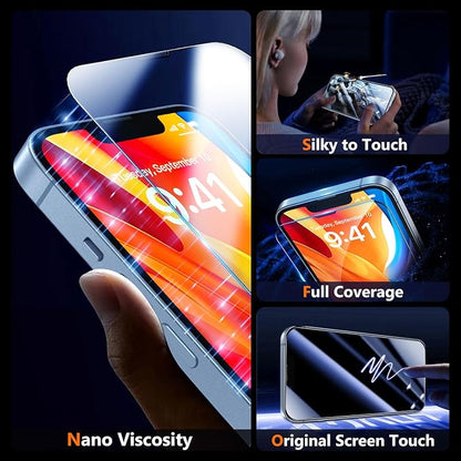 UniqueMe Screen Protector for iPhone 16e / iPhone 13 / iPhone 13 Pro/iPhone 14 Screen Protector Tempered Glass Full Coverage, Easy Installation, Case Friendly 2 Packs