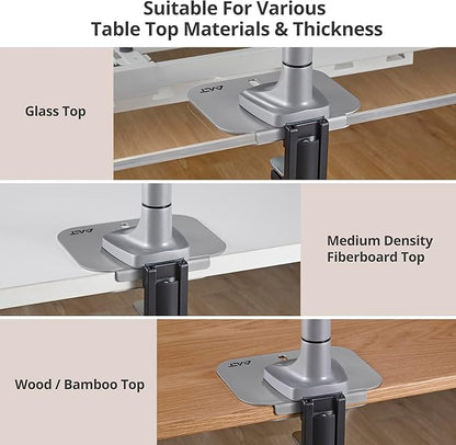AVLT Adjustable Reinforcement Plate Bracket Mount for Fragile Tabletop - Supports Monitor Stand with C Clamp Or Grommet Installation - Gray