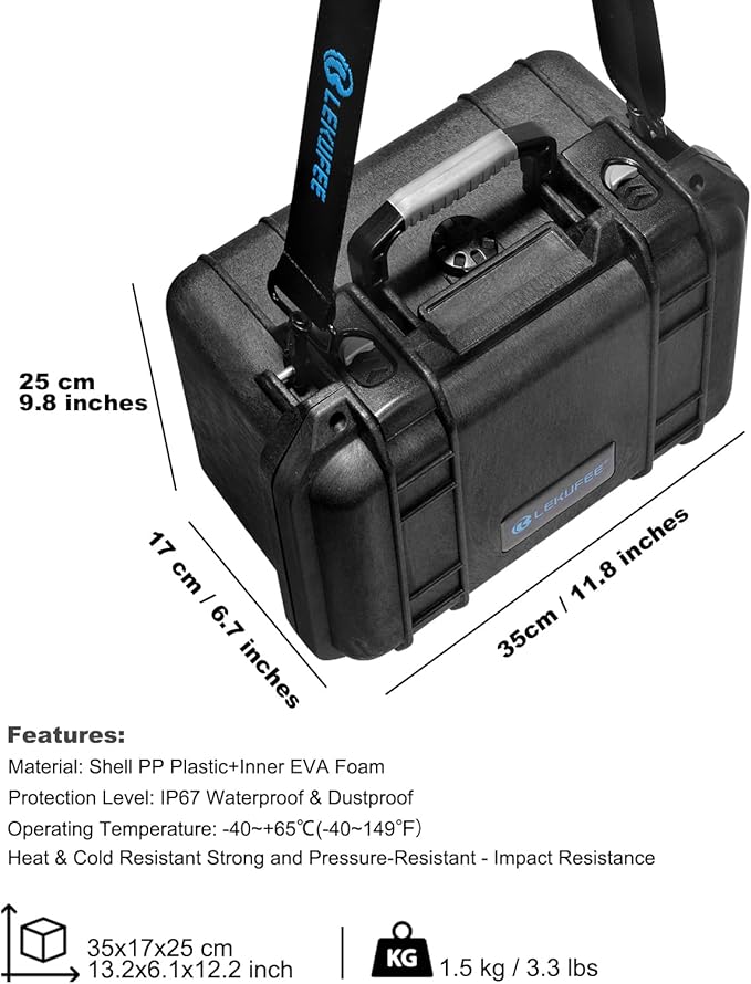 Lekufee Waterproof Hard Case Compatible with Gopro Hero 13/Gopro Hero 12/11/10/9/8/Gopro Volta/Media Mod/Creator Edition/Waterproof Action Camera and Accessories(Case Only)(Includes Shoulder Strap)