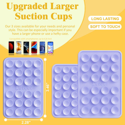 JingJinYY Medium-Sized Silicone Suction Phone Case Adhesive Mount, Enhanced Suction Power and Upgraded Thickened Sticky Phone Grip, Durable, Hands-Free Sticky Phone Holder, 2.28"x3.46" (White)