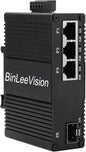 Industrial Mini Gigabit Ethernet Switch 3-Port RJ45 10/100/1000BASE-T+1-Port SFP Slot,Unmanaged Network Switch,Network Hub,Dinrail Mount or Wall-Mount,Plug & Play,Fanless (3 RJ45+1 SFP with PoE)