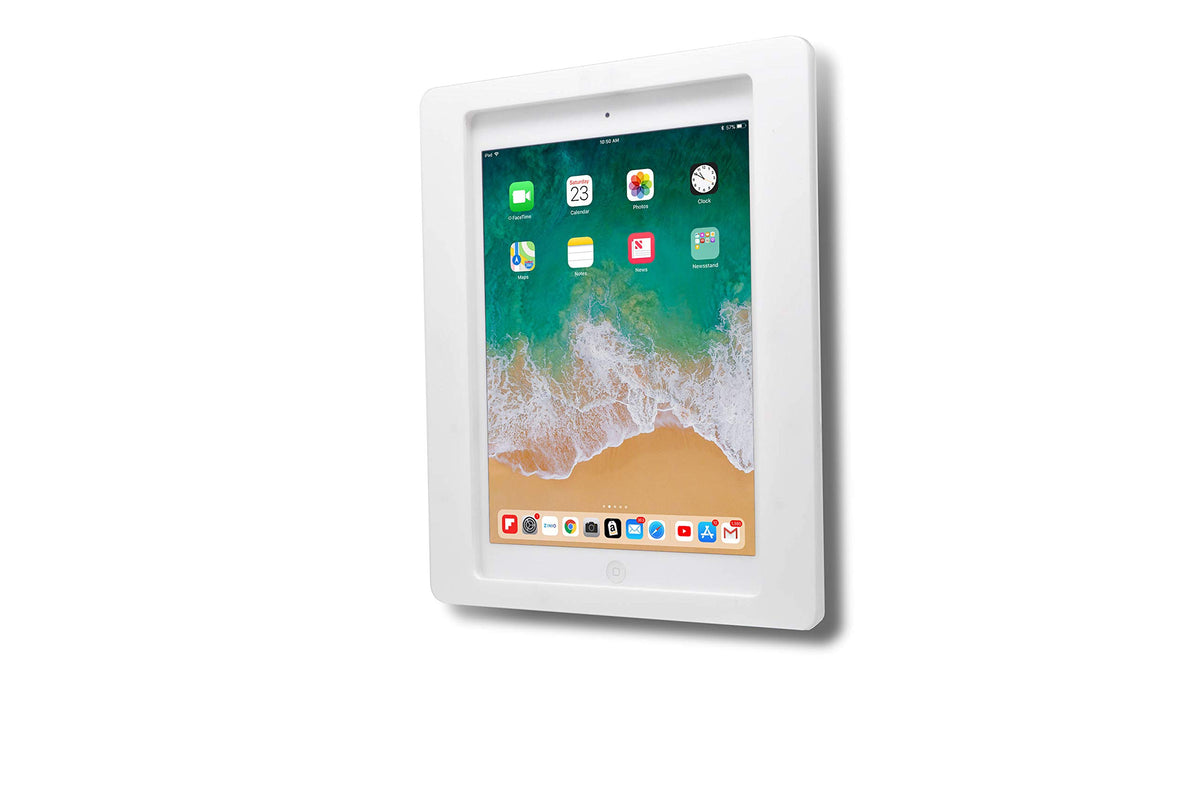 TABcare Anti-Theft Acrylic VESA Enclosure for Apple iPad mini 4/5 8" with Free Wall Mount Kit & 90-Degree Angle Charge Cable (iPad mini 4/5 8", White)