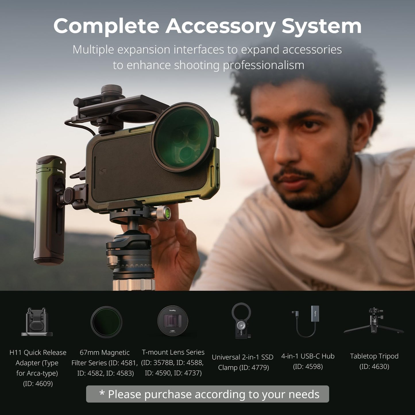 SMALLRIG x Brandon Li Mobile Video Kit for iPhone 16 Pro, Phone Cage with Lightweight Case, Rotatable Wireless QR Handles, 67MM Magnetic VND Filter Kit, Support for MagSafe - 5002