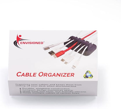 ENVISIONED Desktop Cable Organizer, Weighted, Eco-Friendly Silicone, No Bad Smell, Bundled with 4 Reusable Cable Ties (White)