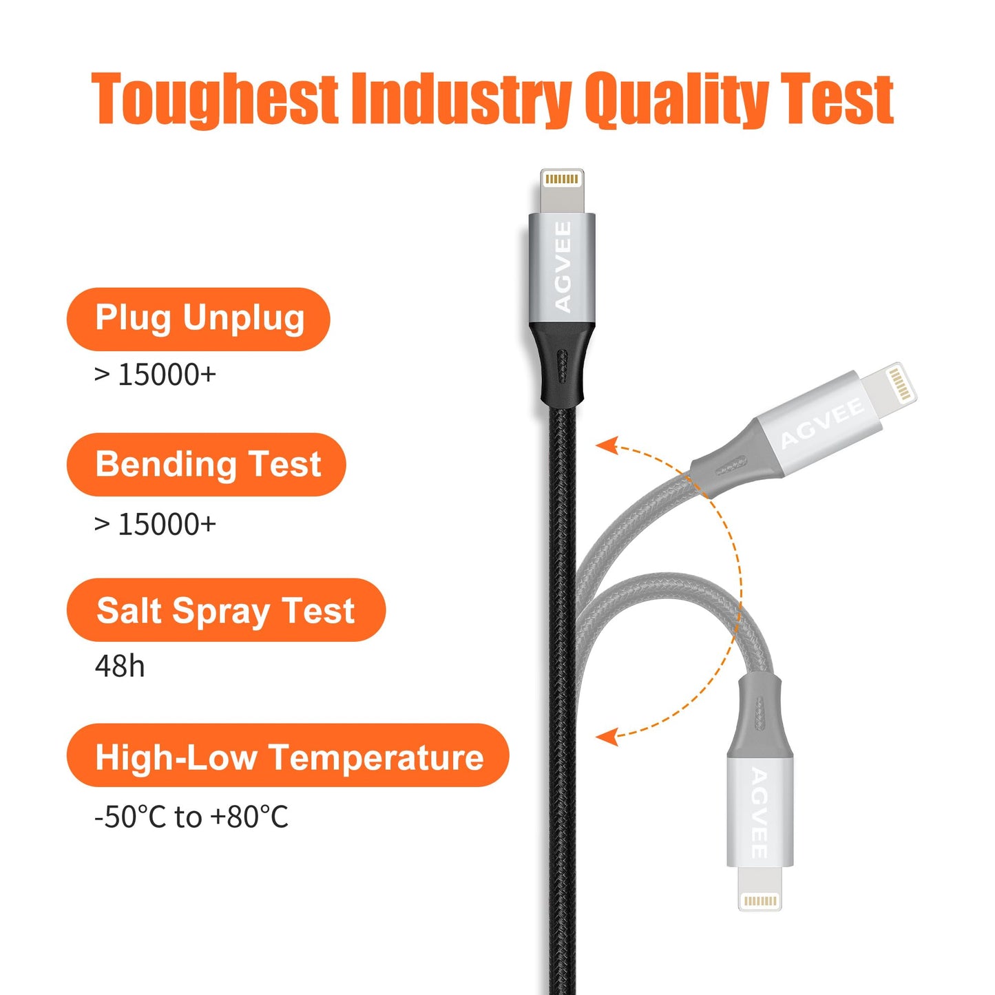AGVEE 2 Pack 1ft Lightning Extension Cable