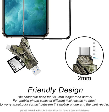 SD Card Reader for iPhone/ipad/Android/Mac/Computer/Camera,4 in1 Micro SD Card Reader Trail Camera Viewer, Portable Memory Card Reader SD Card Adapter for SD and TF Cards