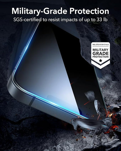 ESR 3 Pack for iPhone 16e/ iPhone 14/ iPhone 13/ iPhone 13 Pro Privacy Screen Protector, Anti-spy Tempered-Glass Privacy Screen Protector, Micro-curved Edges, Case Friendly
