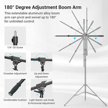 SmallRig Aluminum Light Stand 110"/9.2ft/280cm, Adjustable Photography Air-Cushioned Tripod Stand with 1/4" Screw for Softbox, Studio Light, Flash, Umbrella, Ring Light, Max Load 5kg, RA-S280A