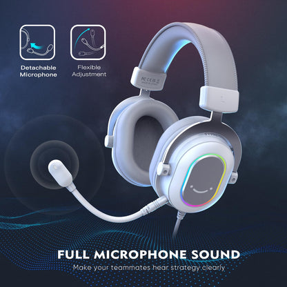FIFINE H6W USB Gaming Headset,Wired Headphones with Mic for PC/Laptop/PS5