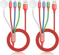2Pack Travel Essentials Multi Charging Cable for Watch Charger 4 in 1 Fast Charger Camping Essentials USB C/L/Micro Compatible with Watch Series 10-1/SE/Ultra Phone 16 15/Galaxy Android-4FT/Red