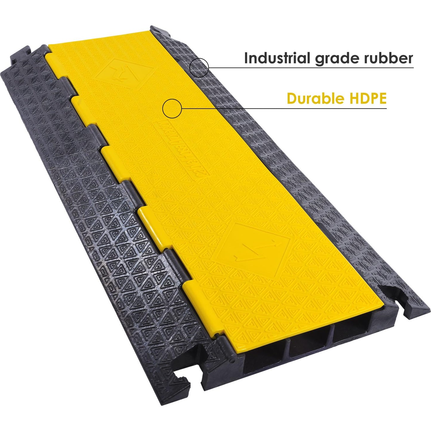 OranLite Rubber Cable Protector Ramp, Heavy Floor Cable Wire Cord Cover Speed Bumps 22000Lbs Load Capacity, Driveway Hose Cable Ramp Protective Cover for Indoor and Outdoor (3-Channel x 2Pcs)