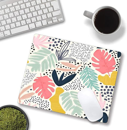 Mouse Pad, Abstract Leaves Mouse Pad, Square Mouse Mat Waterproof Non-Slip Rubber Base Mouse Pads