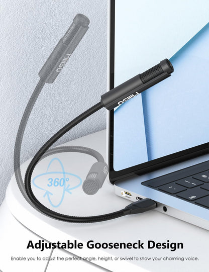 MillSO USB Microphone for Laptop Gooseneck Mini USB Computer Microphone