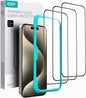 ESR 3 Pack for iPhone 15 Pro Screen Protector, [9H Hardness] [Military Grade Shatterproof] Full Coverage Tempered Glass Film with Easy Installation Tool