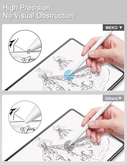 MEKO 4 Pack Upgraded 0.72mm Fine Ponit Precise Replacement Tips for Apple Pencil 1st/2nd Generation & Logitech Crayon, Wear-Resisting Pen Nibs for iPad Pro/Air/Mini Pencil - White