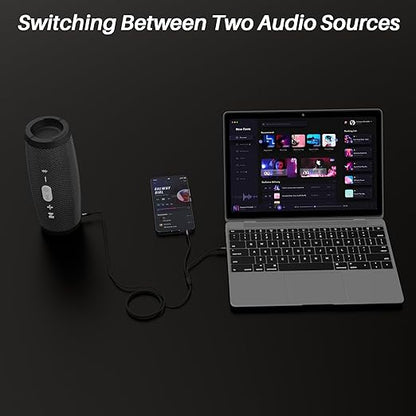 1/8 Inch TRS Stereo Y Splitter Cable 4FT, 3.5mm Male to 2-Male Y-Splitter Stereo Audio Cable, for Cell Phone PC Laptop, Speaker, Headphones, Suitable for Switching or Two Sets of Speakers