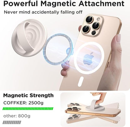 Magnetic Phone Ring Grip Holder, Silicone Finger Loop Grip, Compatible with MasSafe, Back of Phone for iPhone Pro Max/Plus/16/15/15/14/13/12 Series, Stone