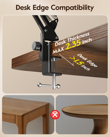 Upgrade Ring Light with Stand, Overhead Phone Mount for Desk, 10” Selfie Light with Stand Tripod for iPhone, Light with Phone Holder for Video Recording,Zoom Meeting,Live Streaming Tiktok,YouTube