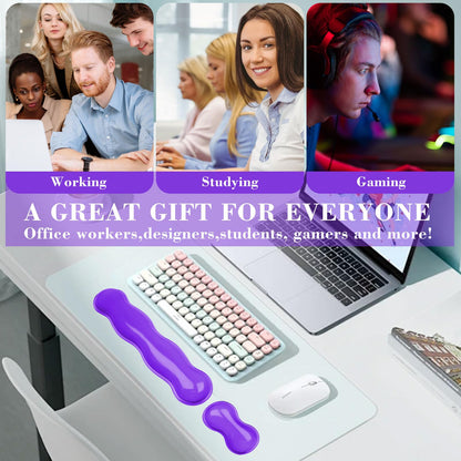 ABRONDA Gel Wrist Rest for Keyboard and Mouse, Wrist Rest for Keyboard, Mouse Wrist Support, Pain Relief, Cool Touch, Non-Skid, Keyboard and Mouse Wrist pad Set