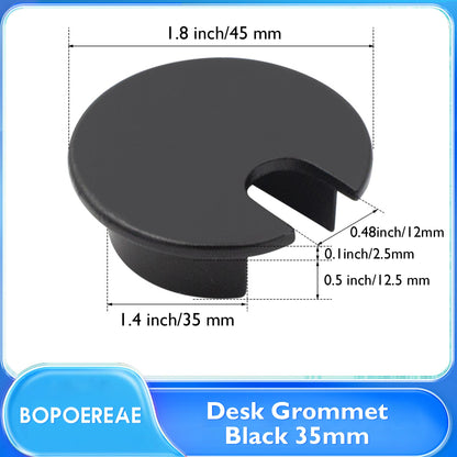 Desk Grommet 1-3/8" (35 mm), 2 Pcs Flat Black Desk Cord Hole Cover