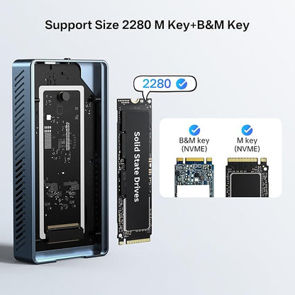 ACASIS 40Gbps M.2 NVMe SSD Enclosure, with Cooling Fan, TBU 405 Pro for M1 M2 Pro/Max, Compatible with Thunderbolt 4/3/USB3.2/3.1/3.0/2.0, M.2 Enclosure Support SSD 2280/2260/2242/2230 B+M M-Key