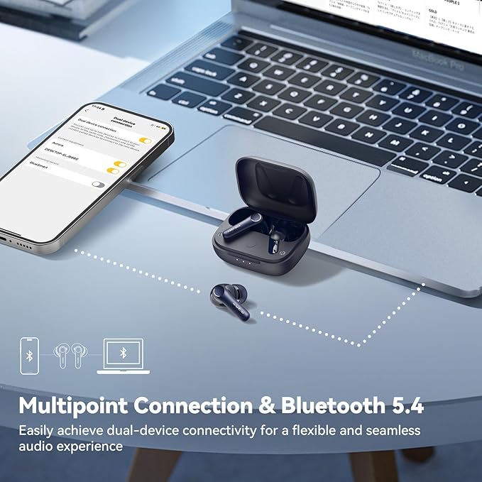 EarFun Air Pro 4 Adaptive Hybrid Noise Canceling Wireless Earbuds, Qualcomm Snapdragon Sound, aptX Lossless, 6 Mics AI CVC 8.0 Call, LDAC Hi-Res Audio, 52H Playtime, Bluetooth 5.4 (Royal Blue)