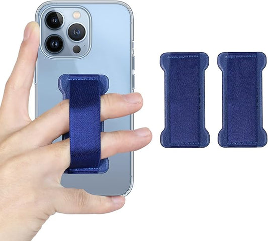 WUOJI Phone Grip Holder for Hand, Universal Finger Strap Phone Holder, Finger Selfie Grip Compatible with Most Smartphones (Blue) - 2Pack