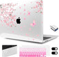 MEEgoodo for MacBook Air 13.3 inch Case 2021 2020 2019 2018 A2337 M1 A2179 A1932, Laptop Shell with Keyboard Webcam Cover & Trackpad Film & Type C Adapter for MacBook Air M1, Cherry Blossoms