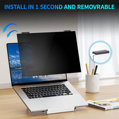 GUDTEKE Laptop Privacy Screen 13.3 inch, 9H Hanging Privacy Screen for Laptop for 16:9, Acrylic HD Eye Protection Anti Glare Blue Light Laptop Screen Privacy Filter