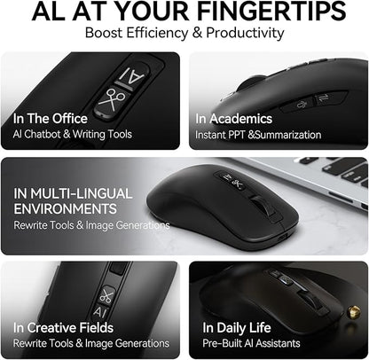 M4 Wireless Smart Ai Mouse For Pc Laptops,One-Touch Voice Input, Ai Assistant, Meeting Recording, Screenshot Translation, And Multi-Language Compatibility, Is A High-Performance Office Device.