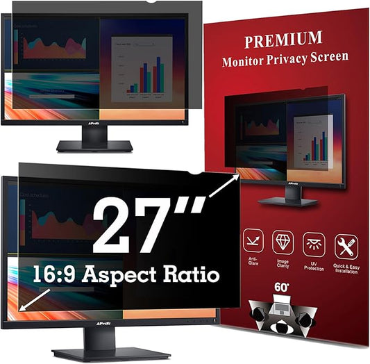APeiSi 27 Inch Privacy Screen Filter for Widescreen 16:9 Monitor | Privacy Shield | Anti-Glare | Anti-Blue light Protector | Eye Protection | Computer Security Private Filter