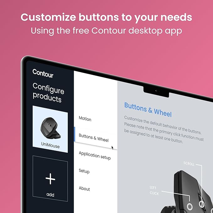 Contour Unimouse Ergonomic Vertical Mouse – Adjustable 35°-70° Angle, Customizable Thumb Rest, Rechargeable Battery with Long Life, 6 Programmable Buttons, Ideal for All Day Comfort and Pain Relief 