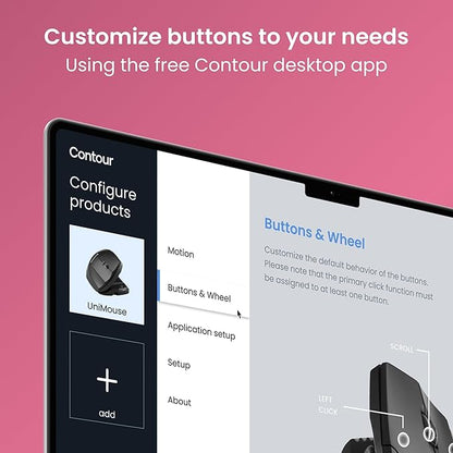 Contour Unimouse Ergonomic Vertical Mouse – Adjustable 35°-70° Angle, Customizable Thumb Rest, Rechargeable Battery with Long Life, 6 Programmable Buttons, Ideal for All Day Comfort and Pain Relief 